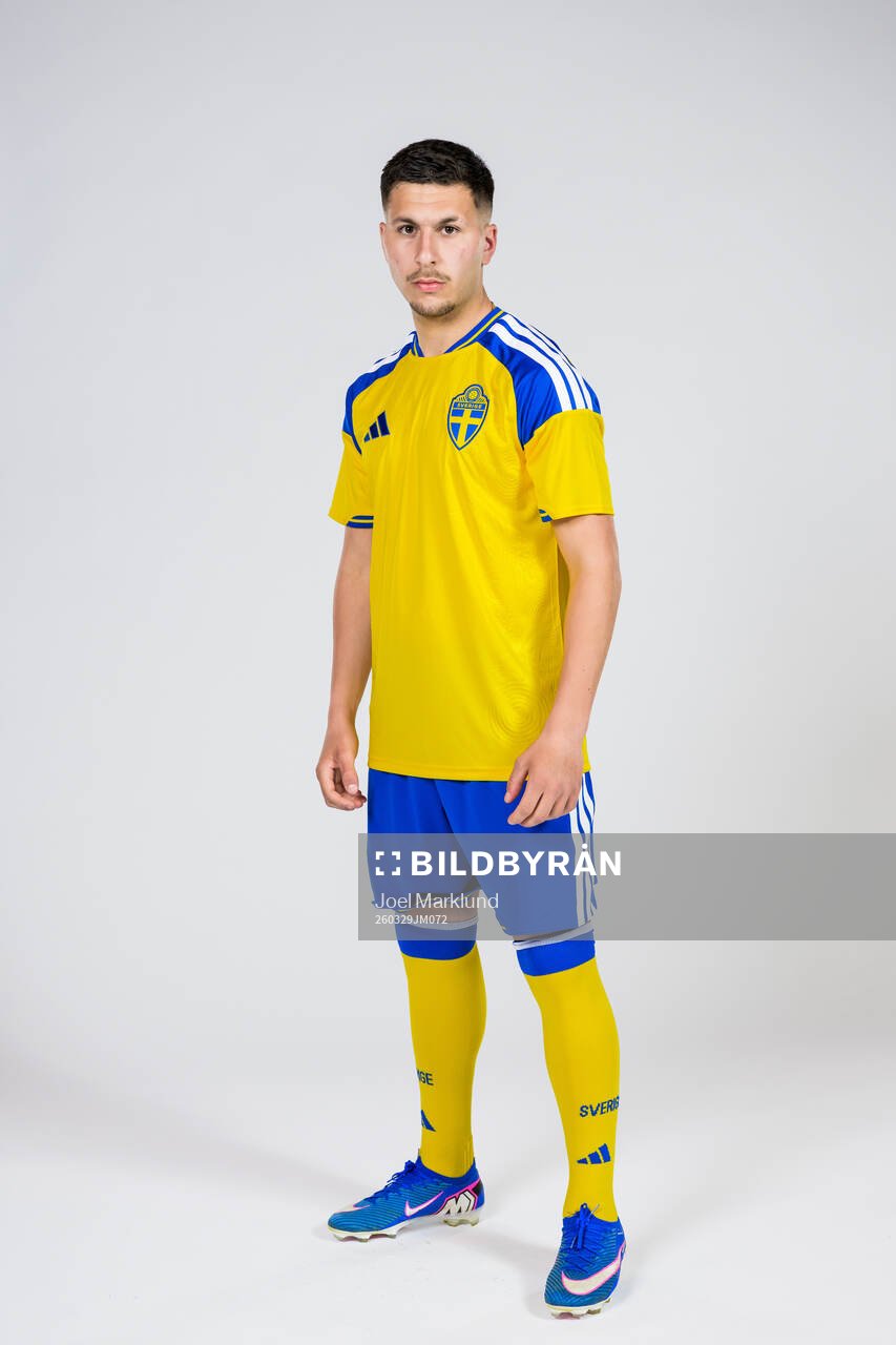 Roony Bardghji of the Swedish national football team poses