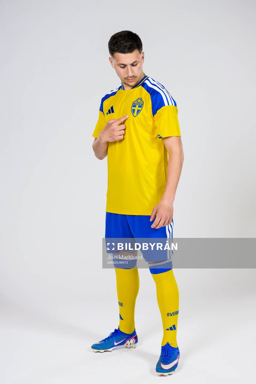 Roony Bardghji of the Swedish national football team poses