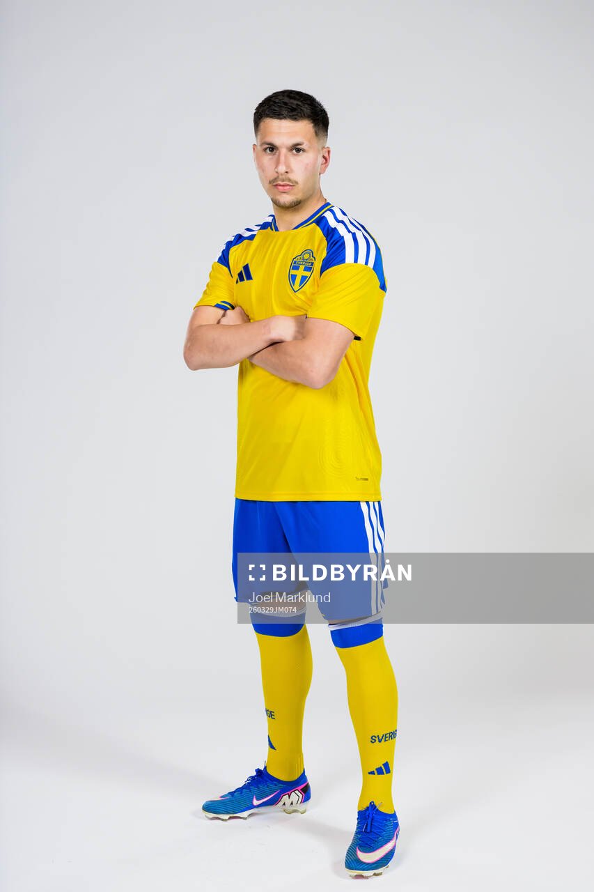 Roony Bardghji of the Swedish national football team poses