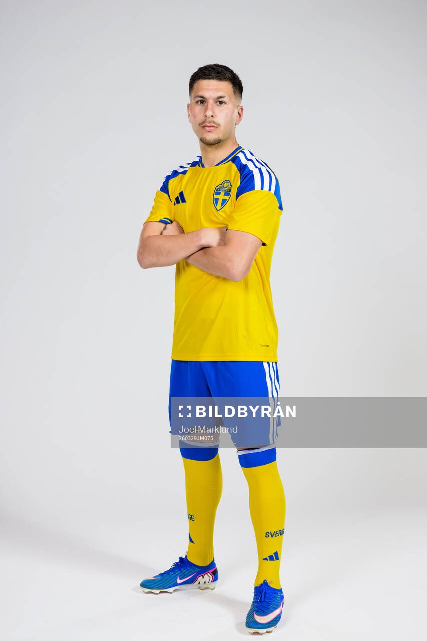 Roony Bardghji of the Swedish national football team poses