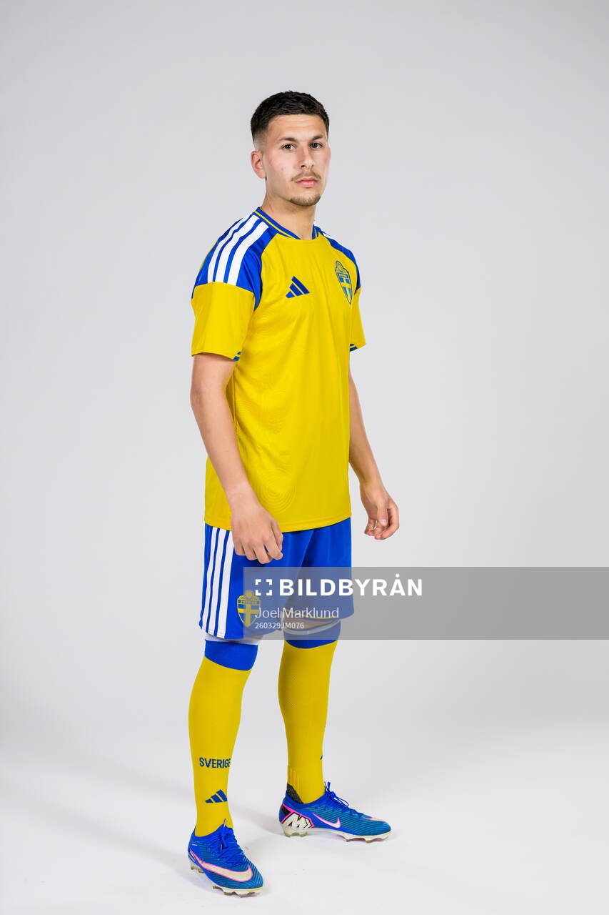 Roony Bardghji of the Swedish national football team poses
