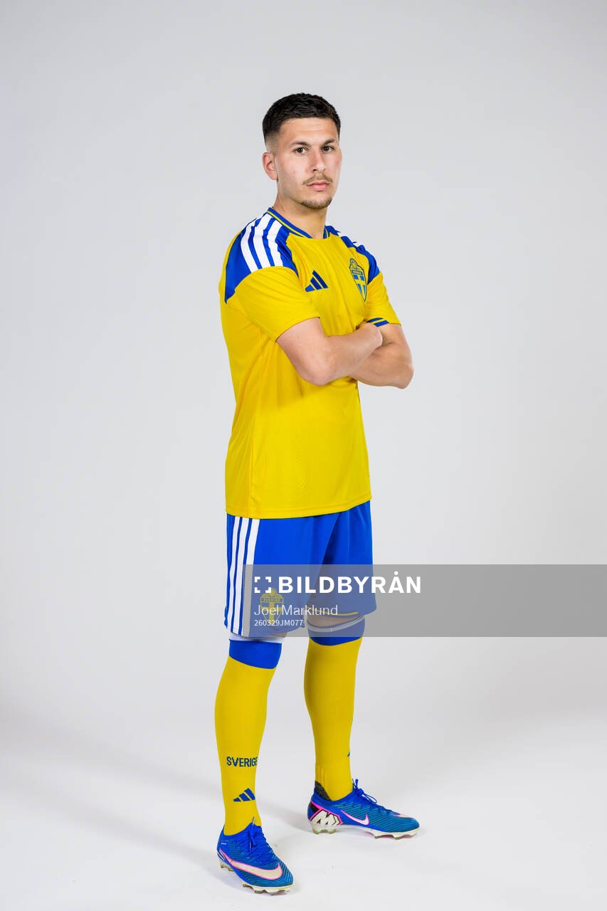 Roony Bardghji of the Swedish national football team poses