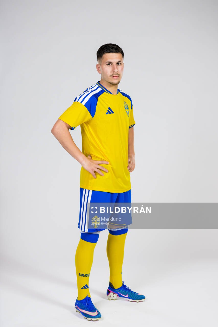 Roony Bardghji of the Swedish national football team poses