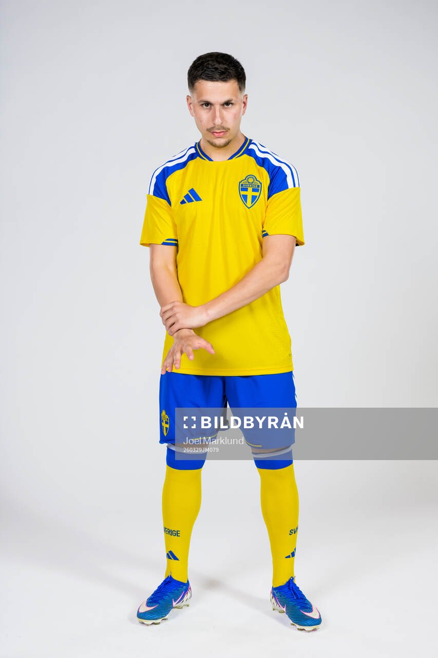 Roony Bardghji of the Swedish national football team poses