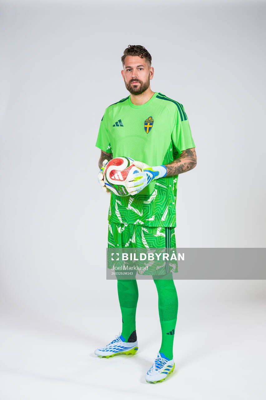 Goalkeeper Kristoffer Nordfeldt of the Swedish national