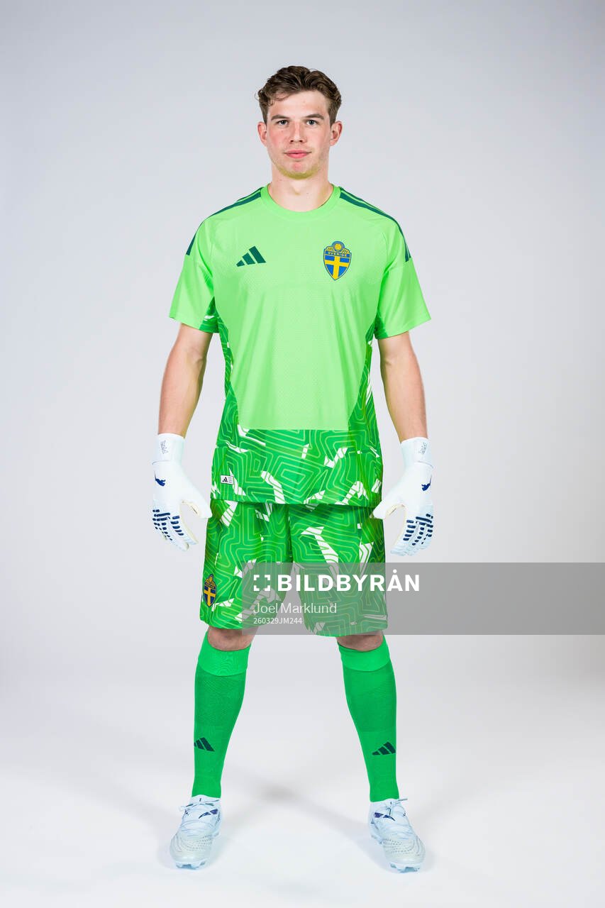 Goalkeeper Melker Ellborg of the Swedish national football