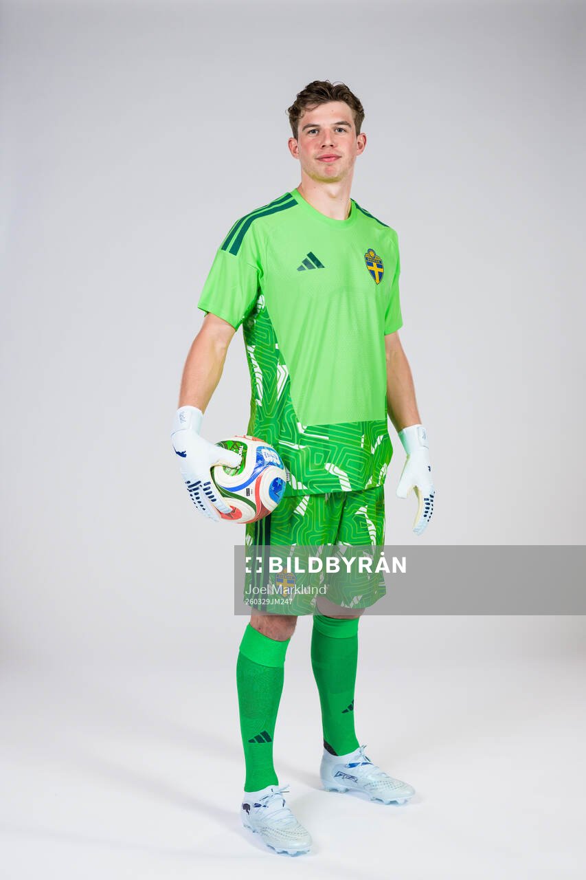 Goalkeeper Melker Ellborg of the Swedish national football