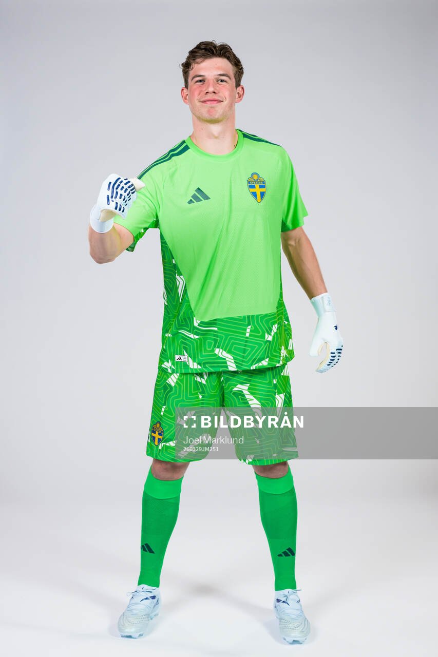 Goalkeeper Melker Ellborg of the Swedish national football