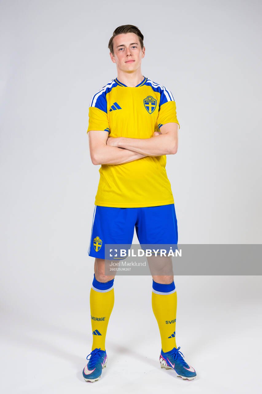 Elliot Stroud of the Swedish national football team poses