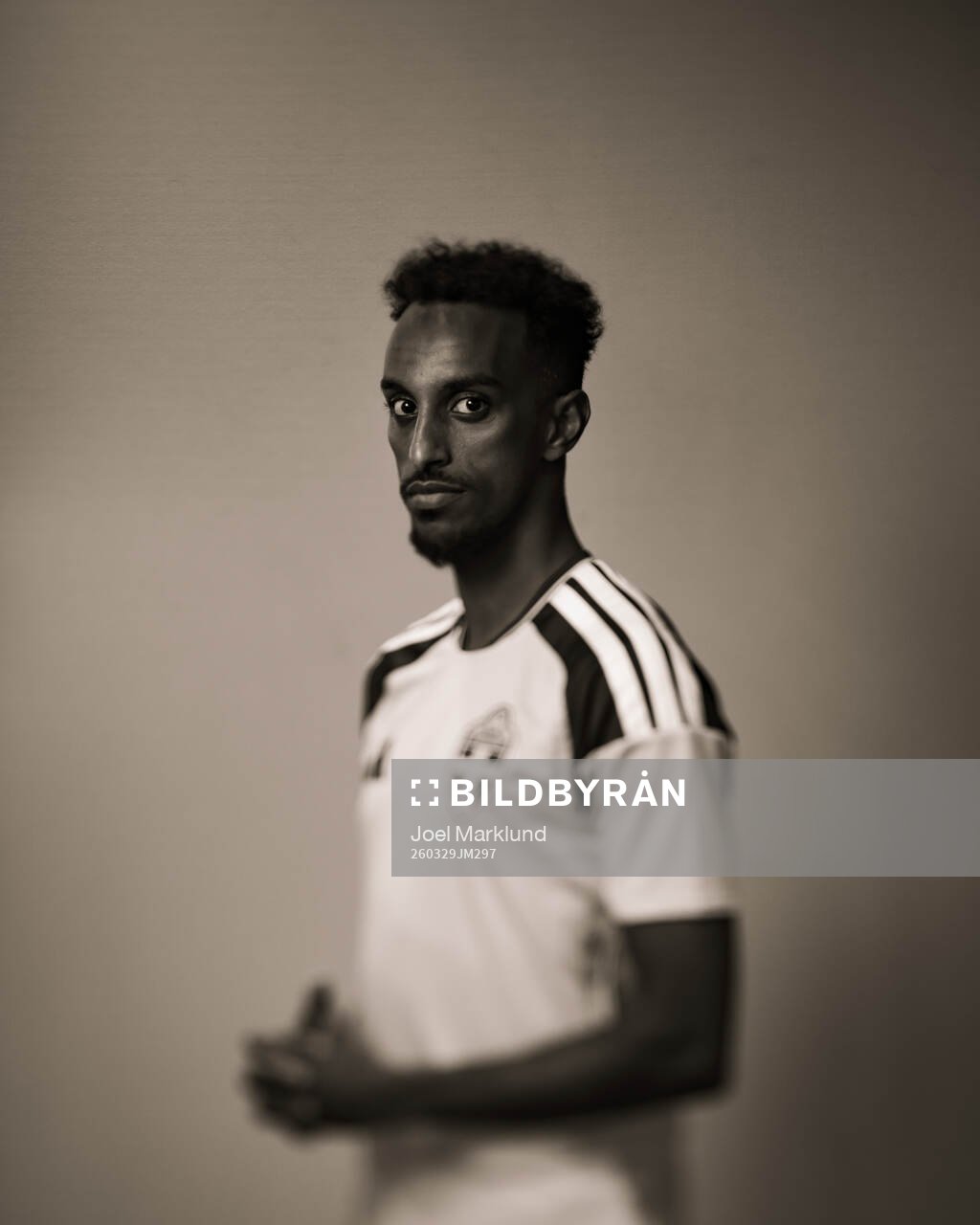 Taha Abdi Ali of the Swedish national football team poses
