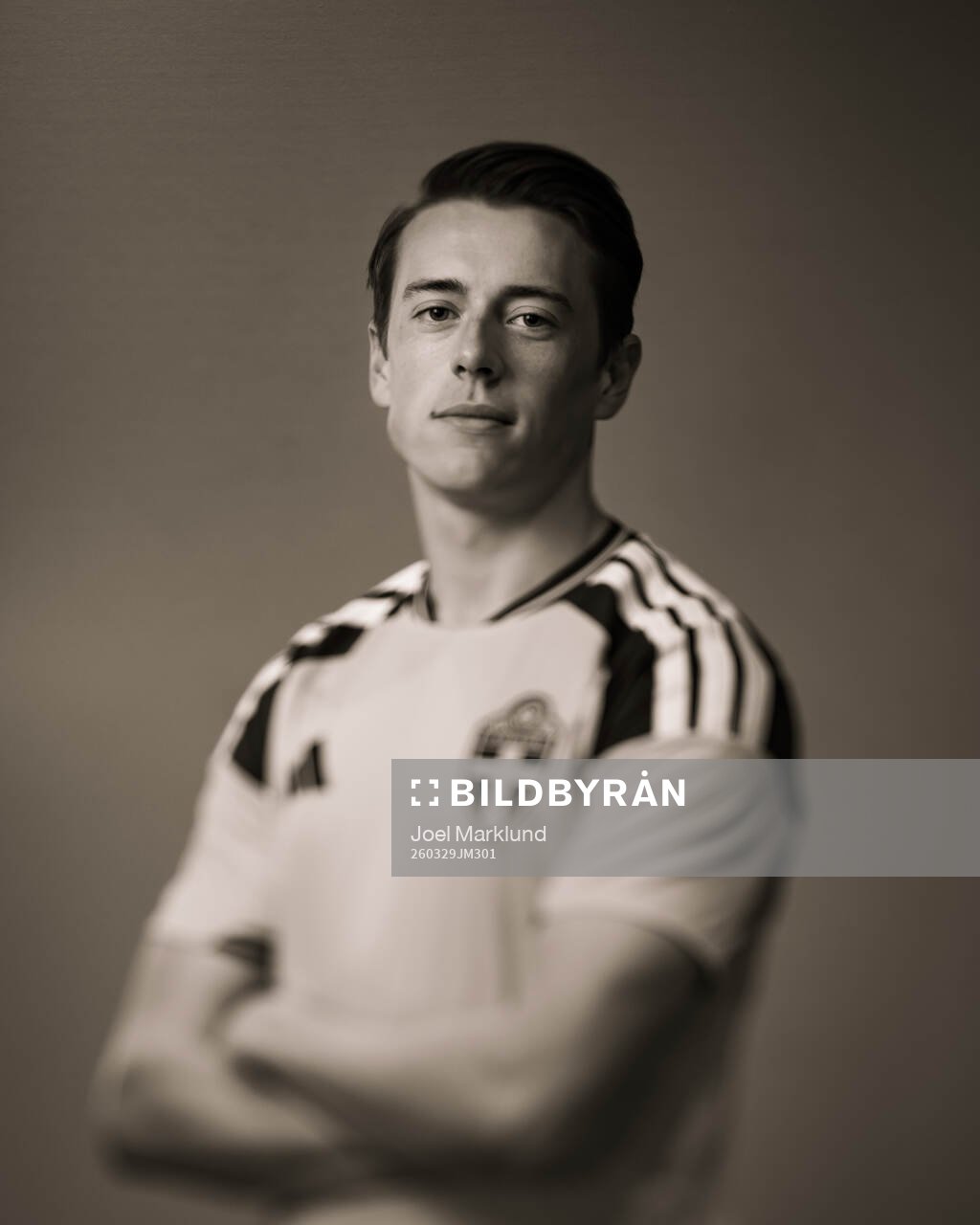 Elliot Stroud of the Swedish national football team poses
