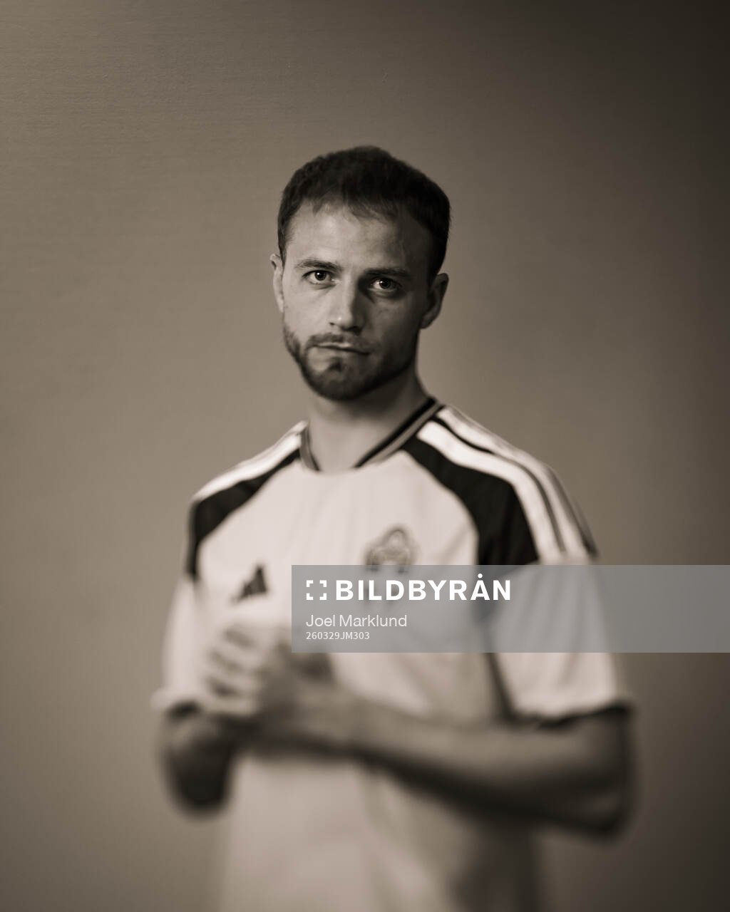 Gustav Lundgren of the Swedish national football team poses