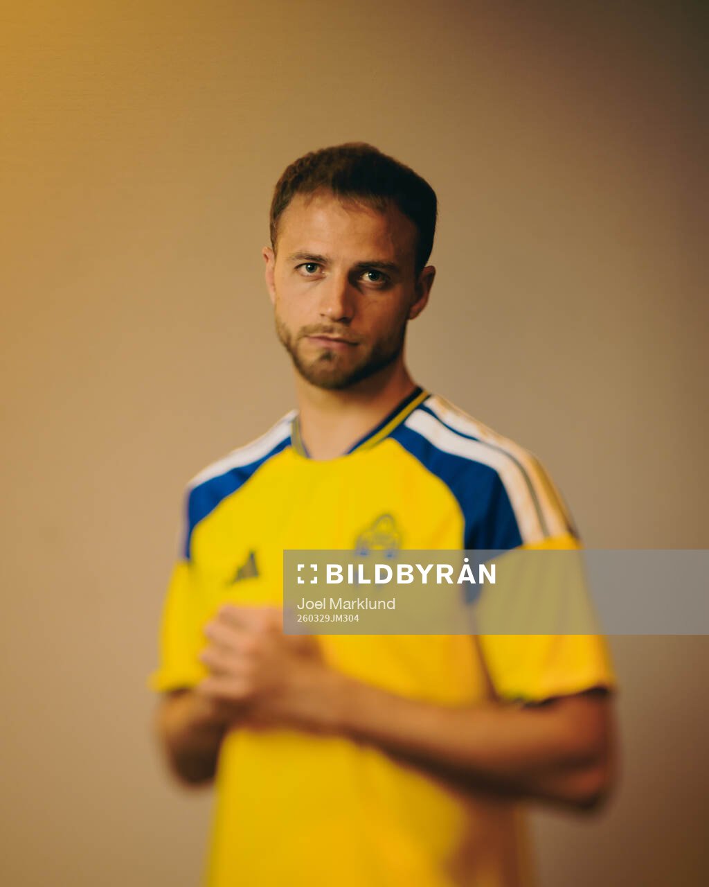 Gustav Lundgren of the Swedish national football team poses