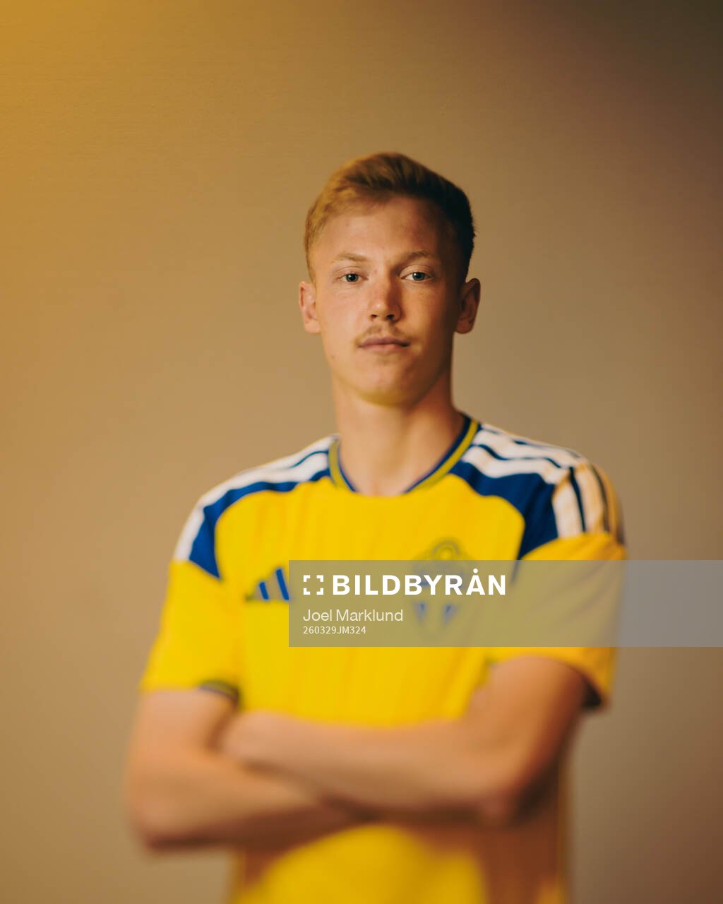 Hugo Larsson of the Swedish national football team poses