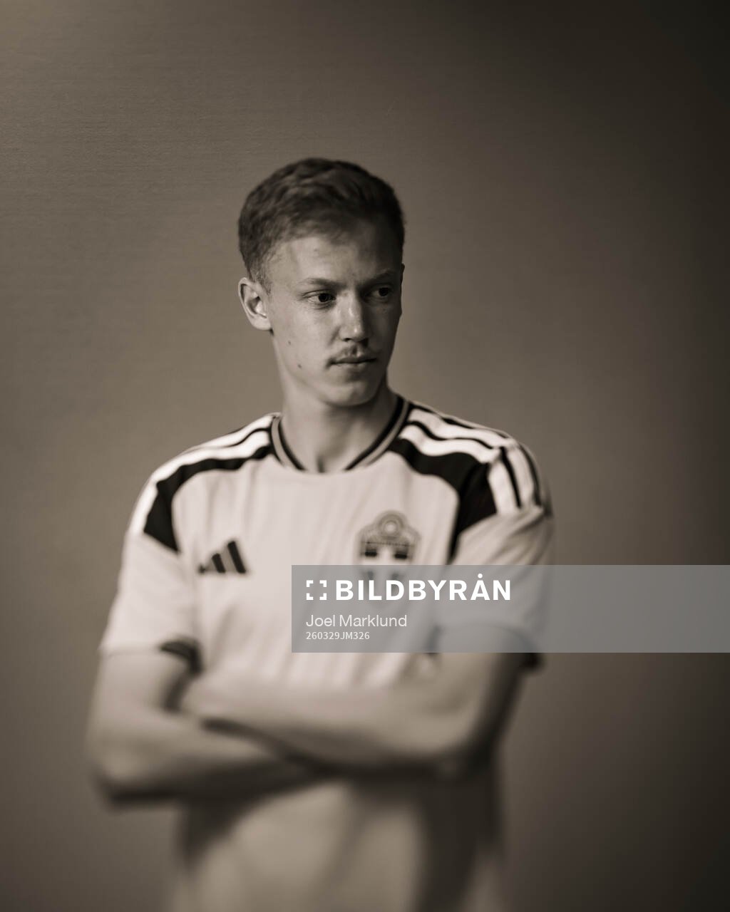 Hugo Larsson of the Swedish national football team poses
