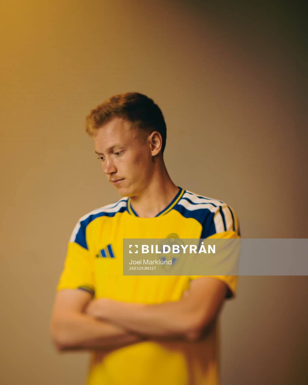 Hugo Larsson of the Swedish national football team poses