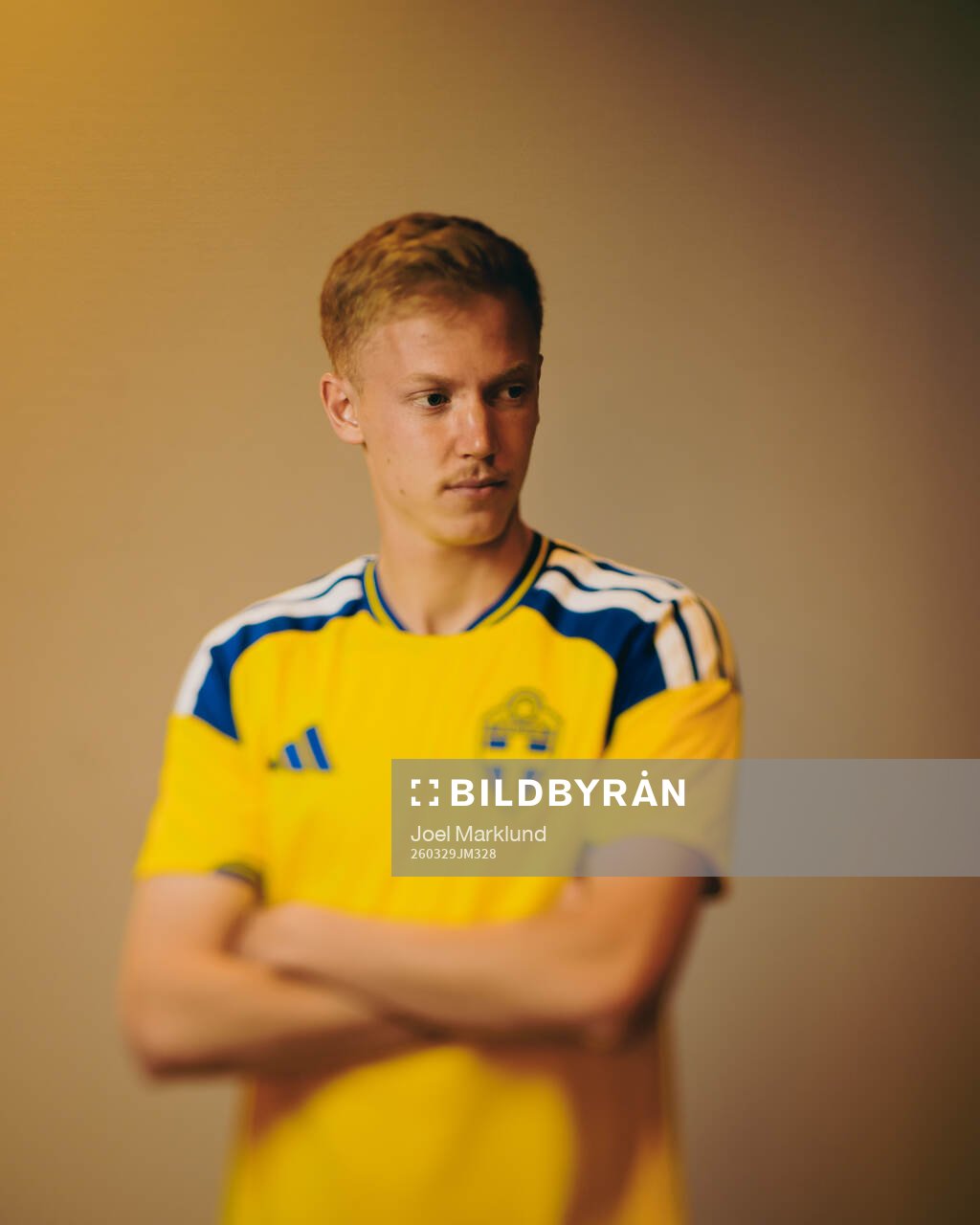 Hugo Larsson of the Swedish national football team poses