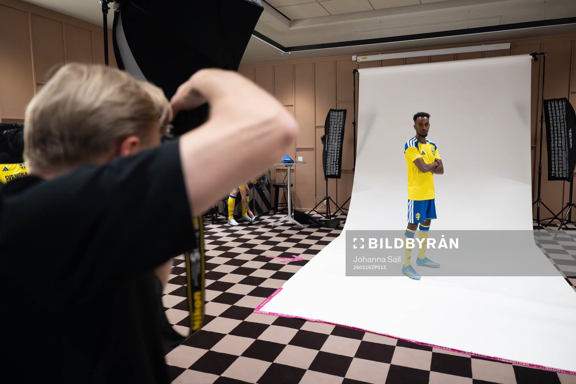 Taha Ali of the Swedish national football team poses for a
