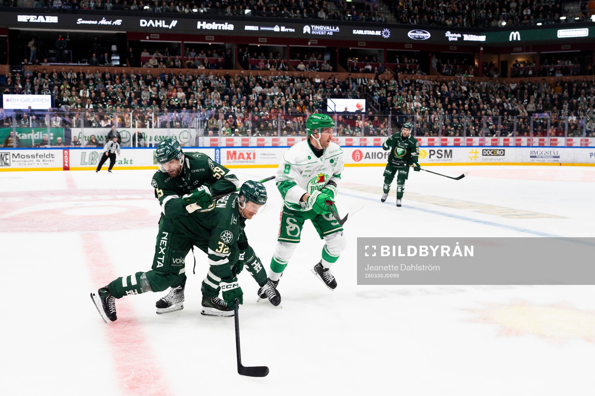 Färjestads Linus Johansson, Magnus Nygren och Rögles