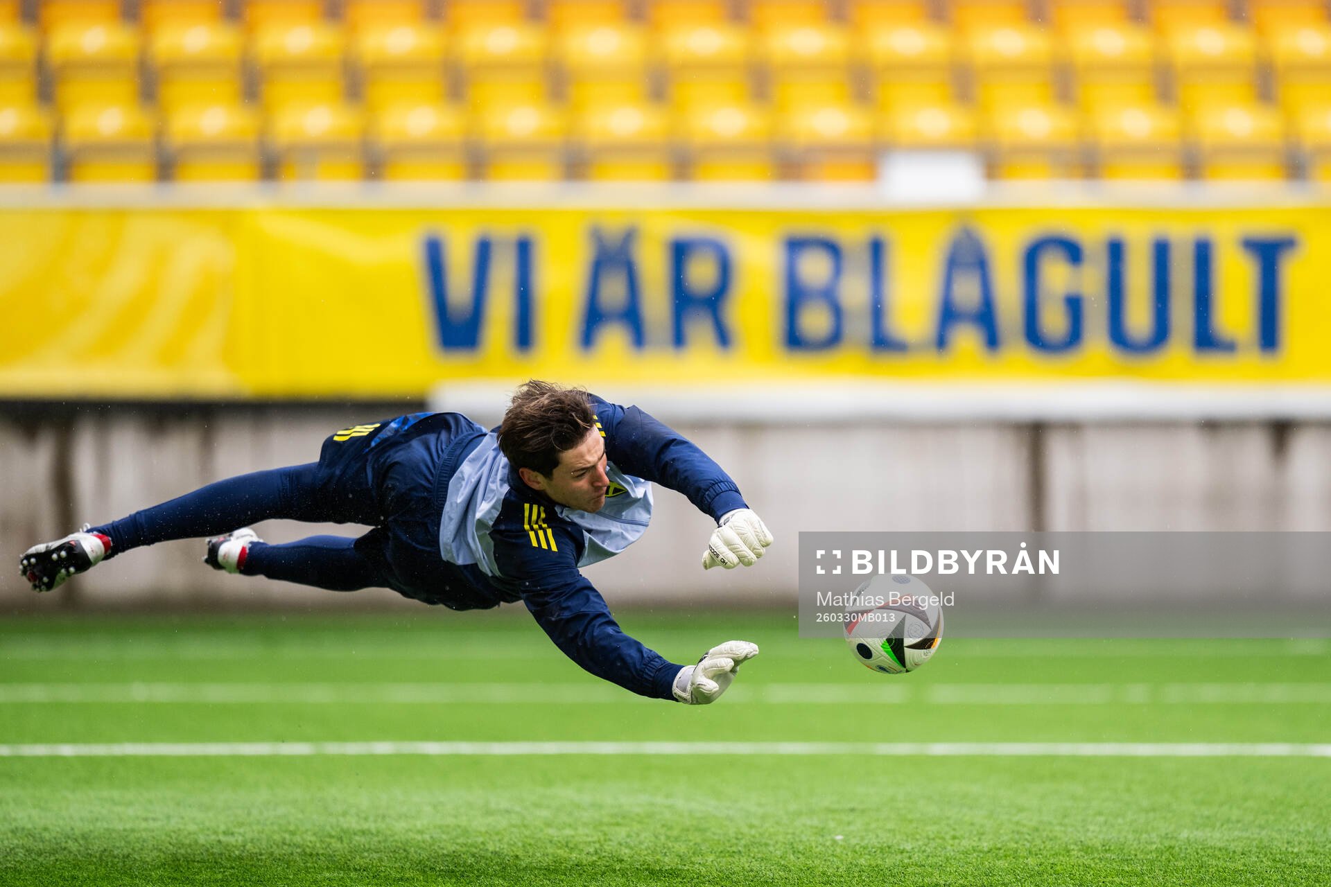 Goalkeeper Simon Eriksson of the Swedish under-21 national