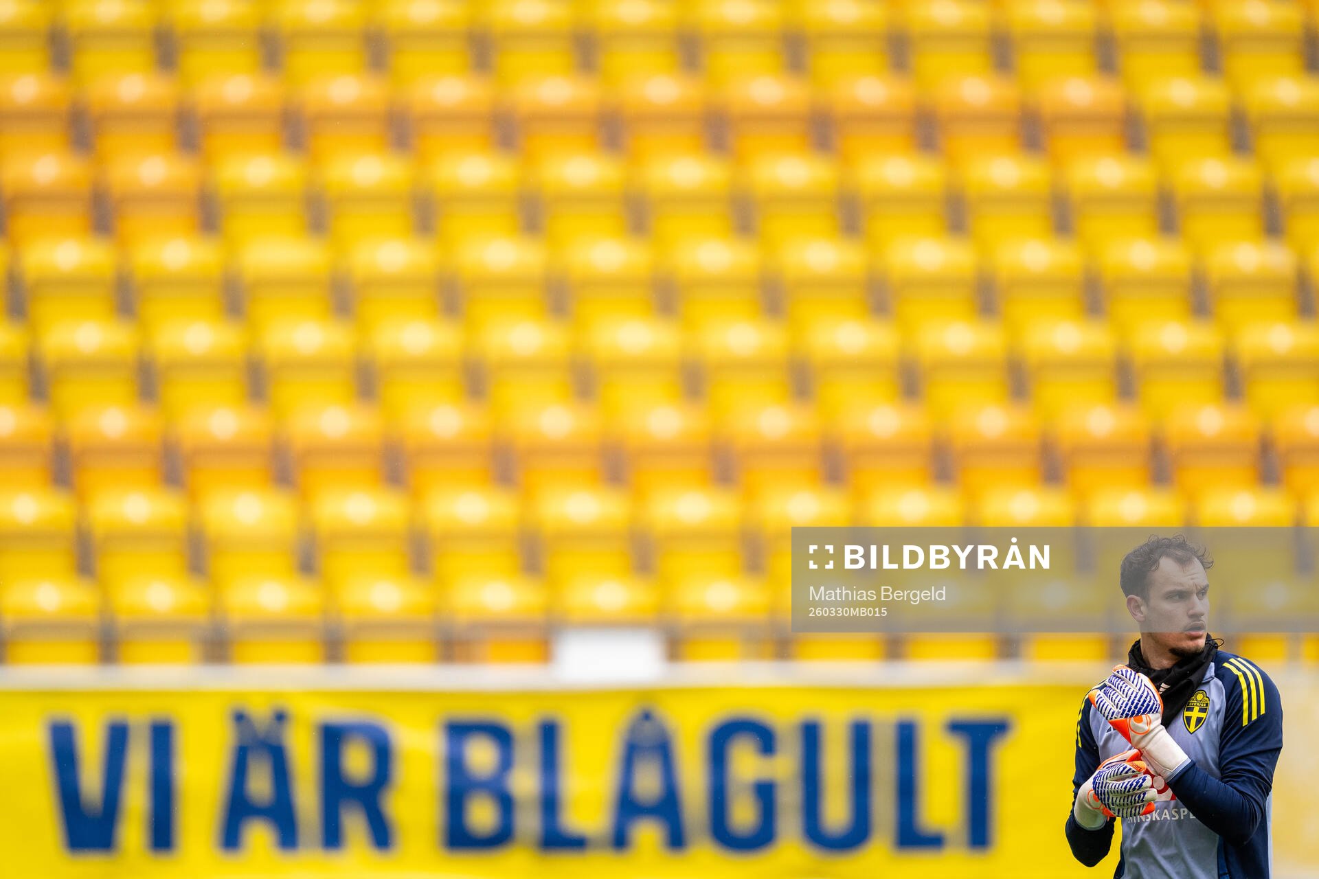 Goalkeeper Elis Bishesari of the Swedish under-21 national