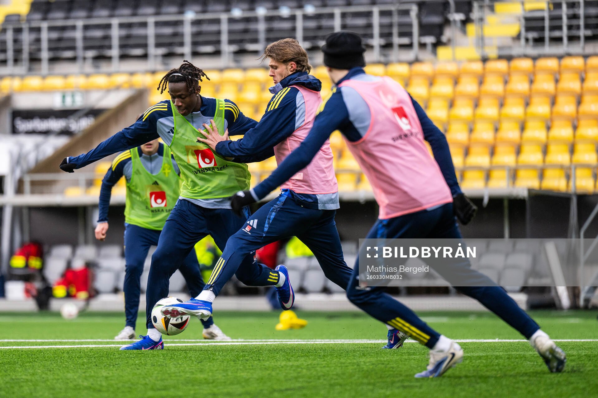 Alieu Njie and Lukas Björklund of the Swedish under-21