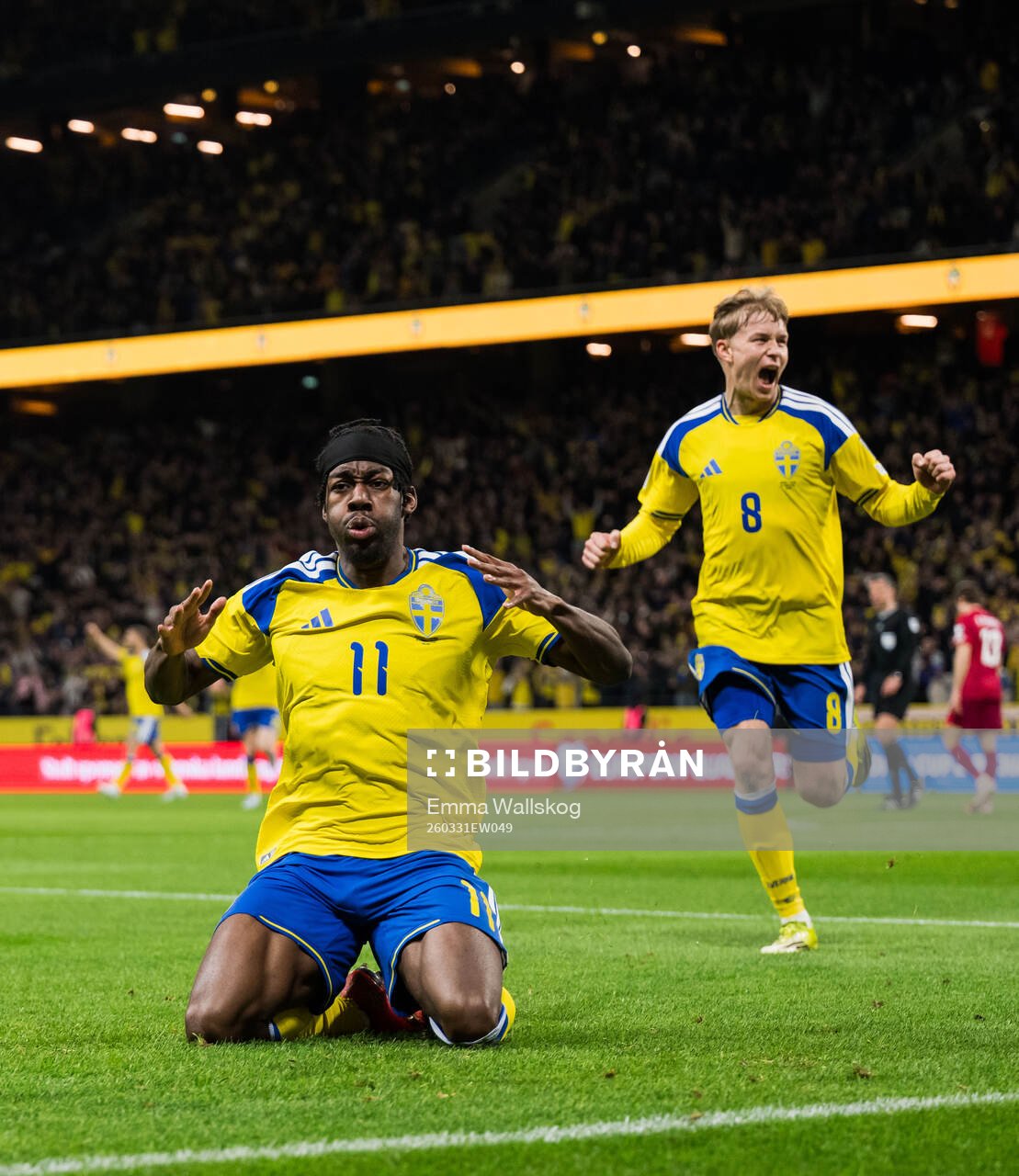 Anthony Elanga of Sweden celebrates the 1-0 goal