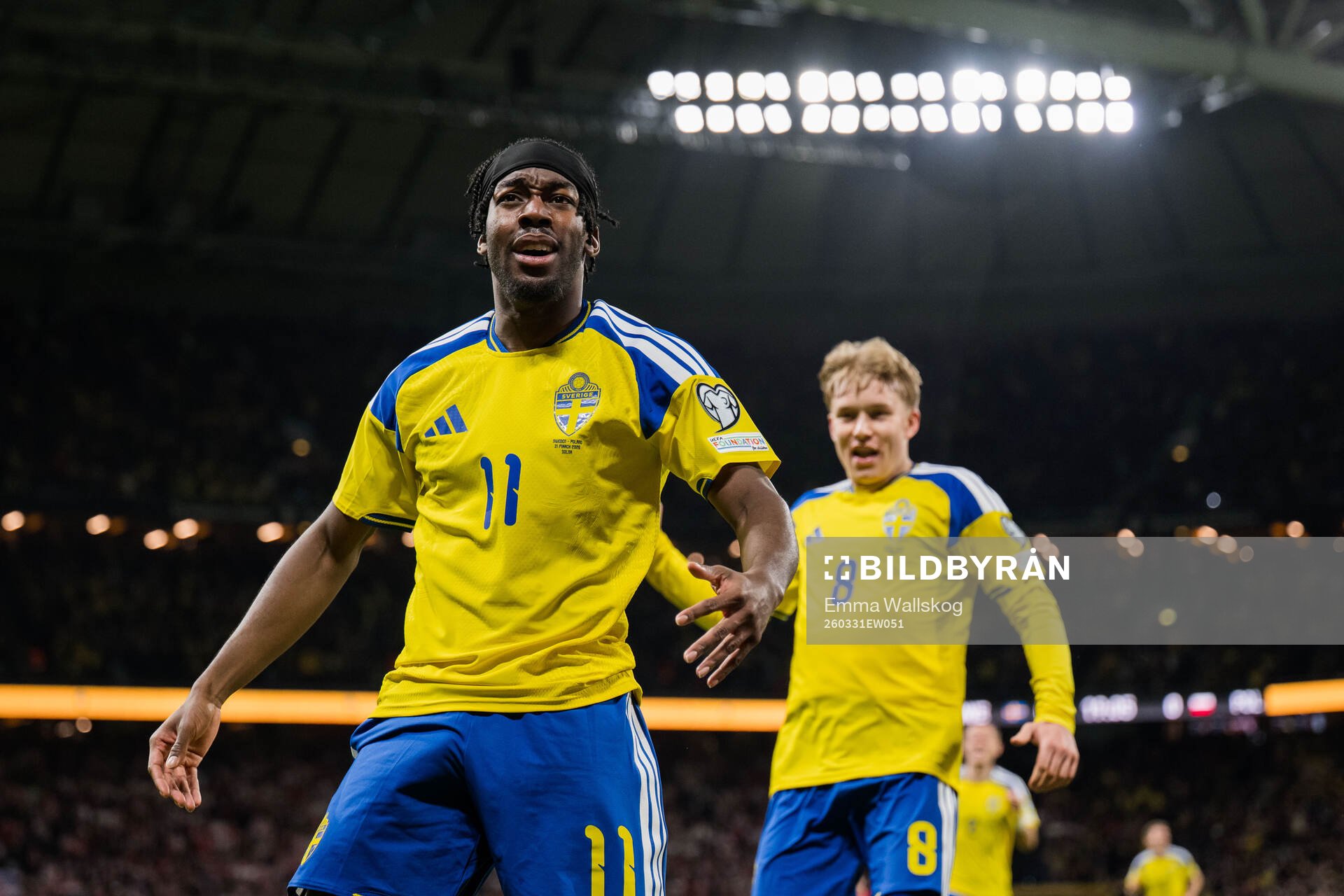 Anthony Elanga of Sweden celebrates the 1-0 goal