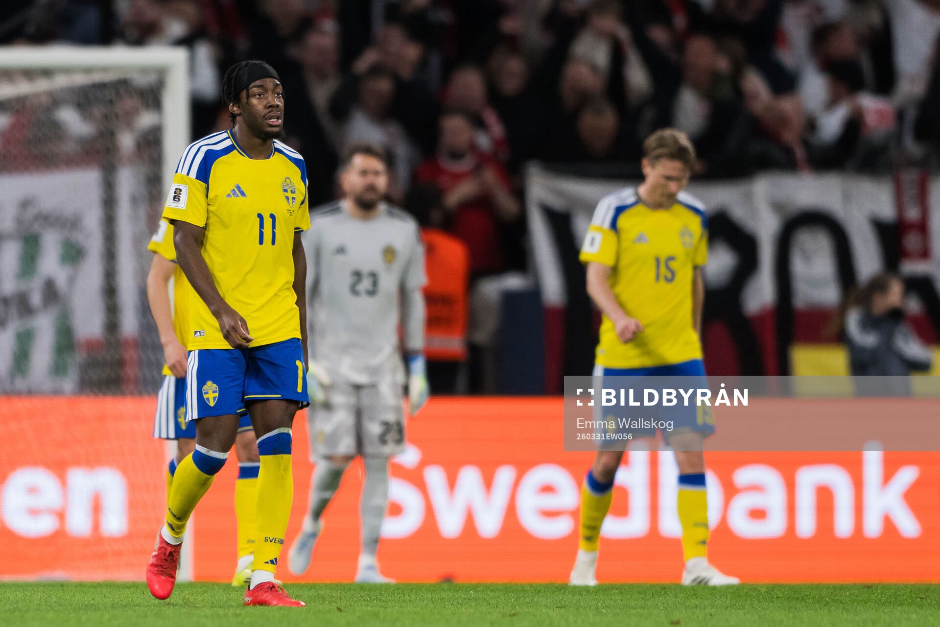 Anthony Elanga of Sweden looks dejected
