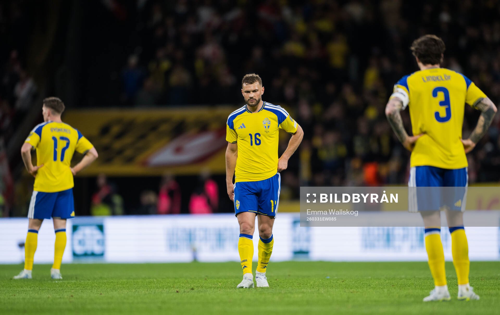 Jesper Karlström of Sweden looks dejected