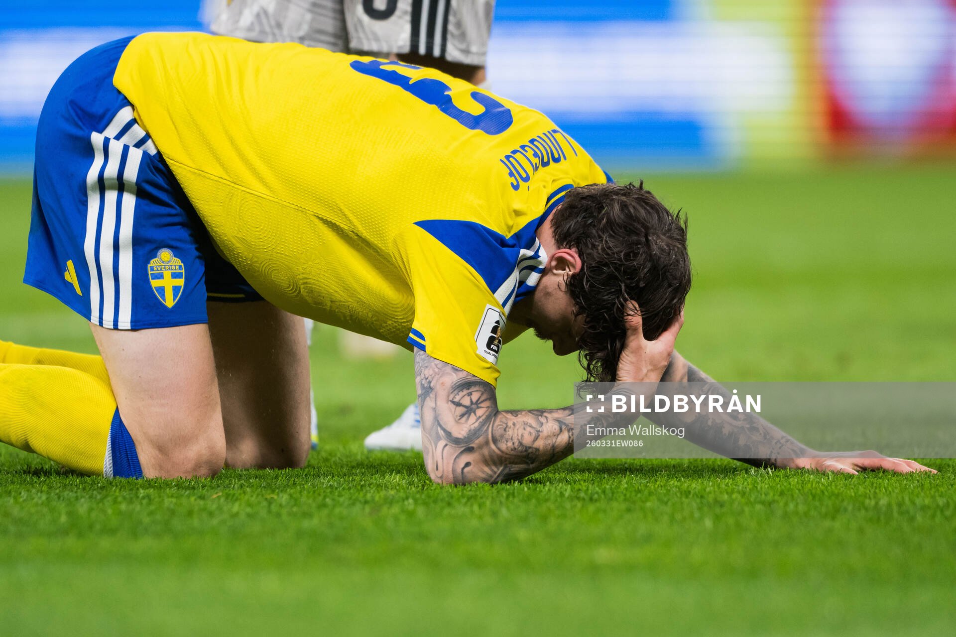 Victor Nilsson Lindelöf of Sweden in pain