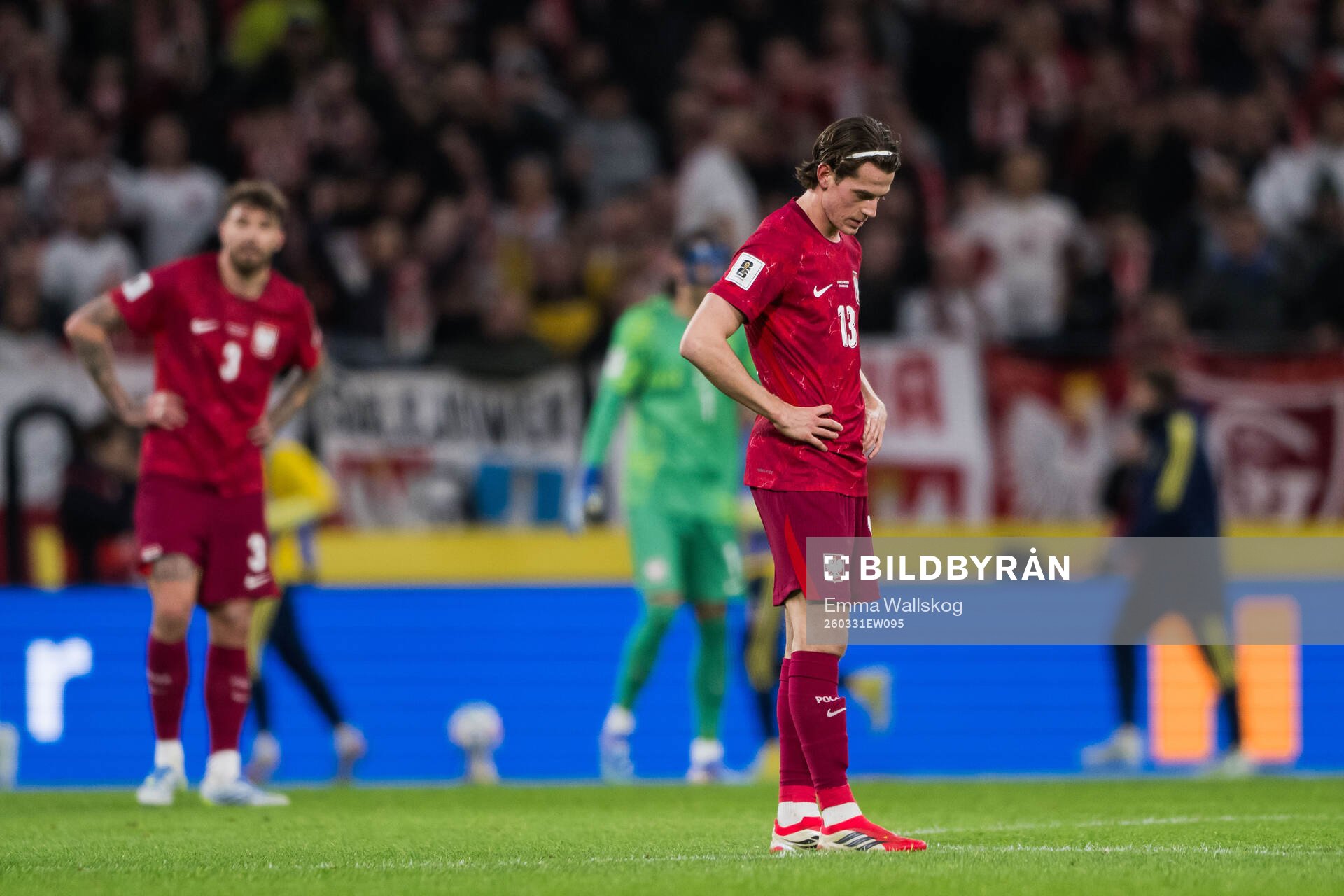 Jakub Kaminski of Poland looks dejected