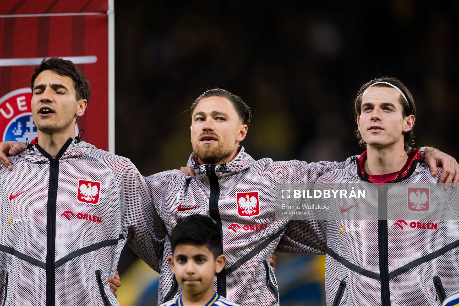 Jakub Kiwior, Matty Cash and Jakub Kaminski of Poland