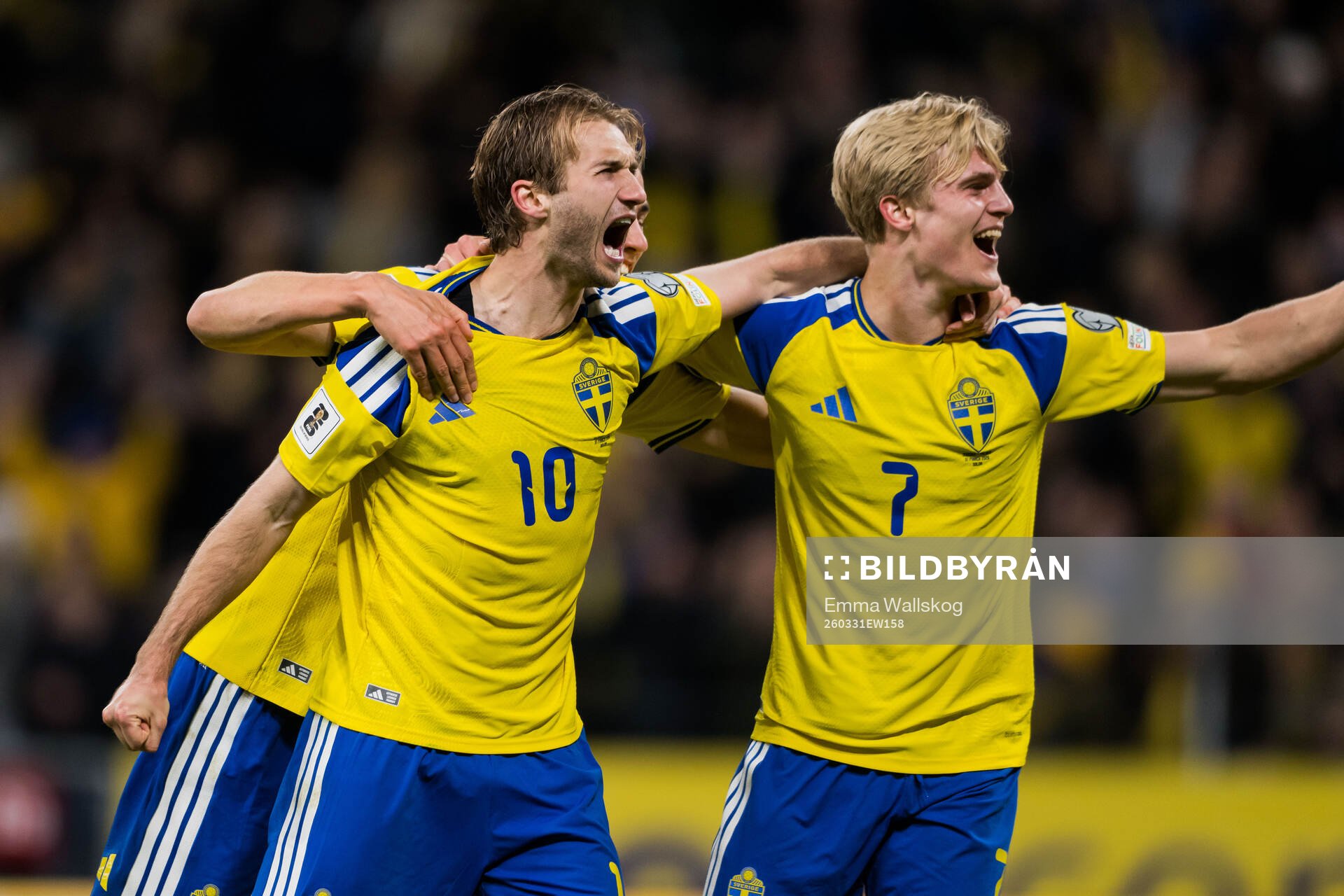 Benjamin Nygren and Lucas Bergvall of Sweden celebrate