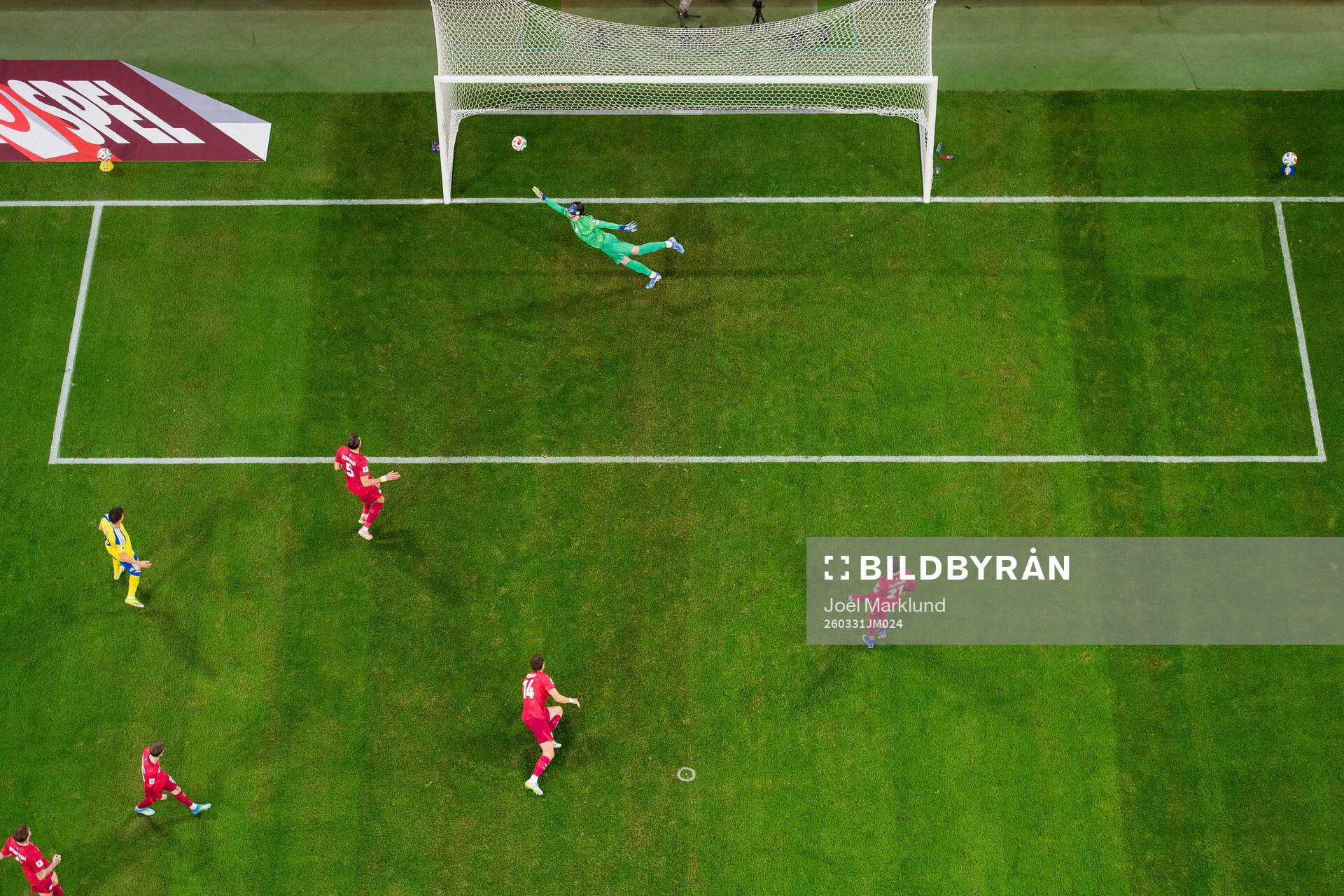Anthony Elanga of Sweden (not pictured) scores the 1-0 goal