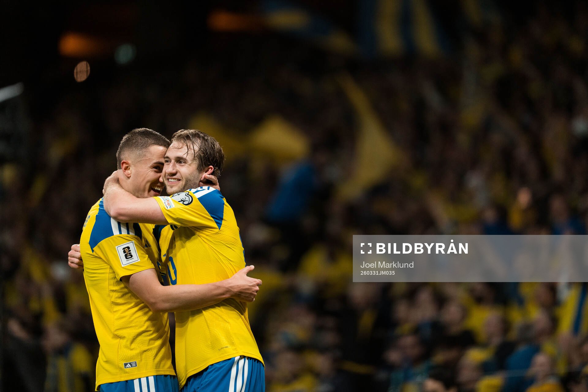 Gustaf Lagerbielke and Benjamin Nygren of Sweden celebrate