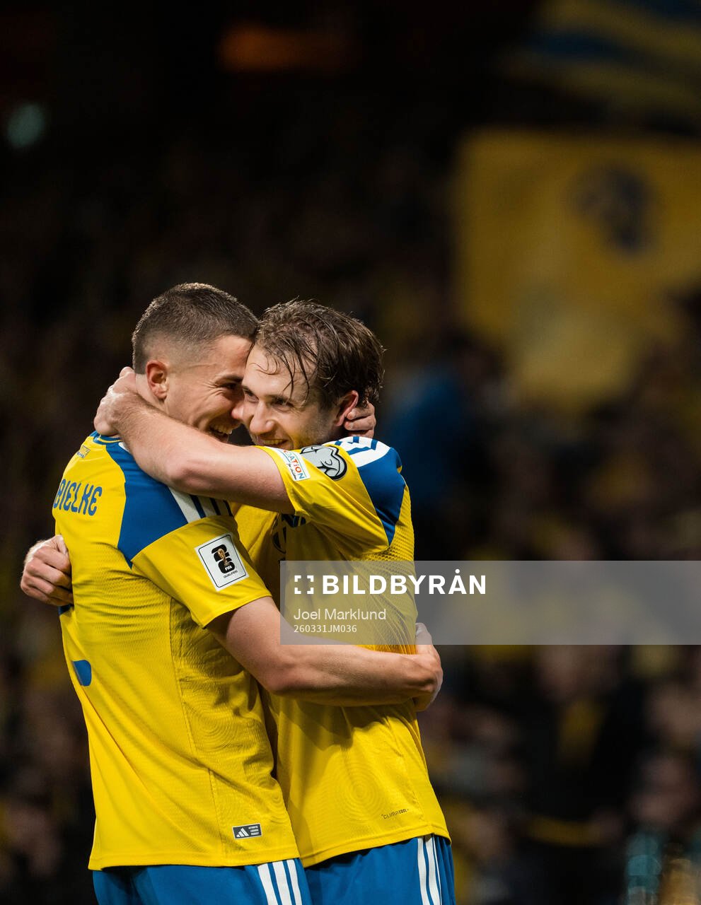 Gustaf Lagerbielke and Benjamin Nygren of Sweden celebrate