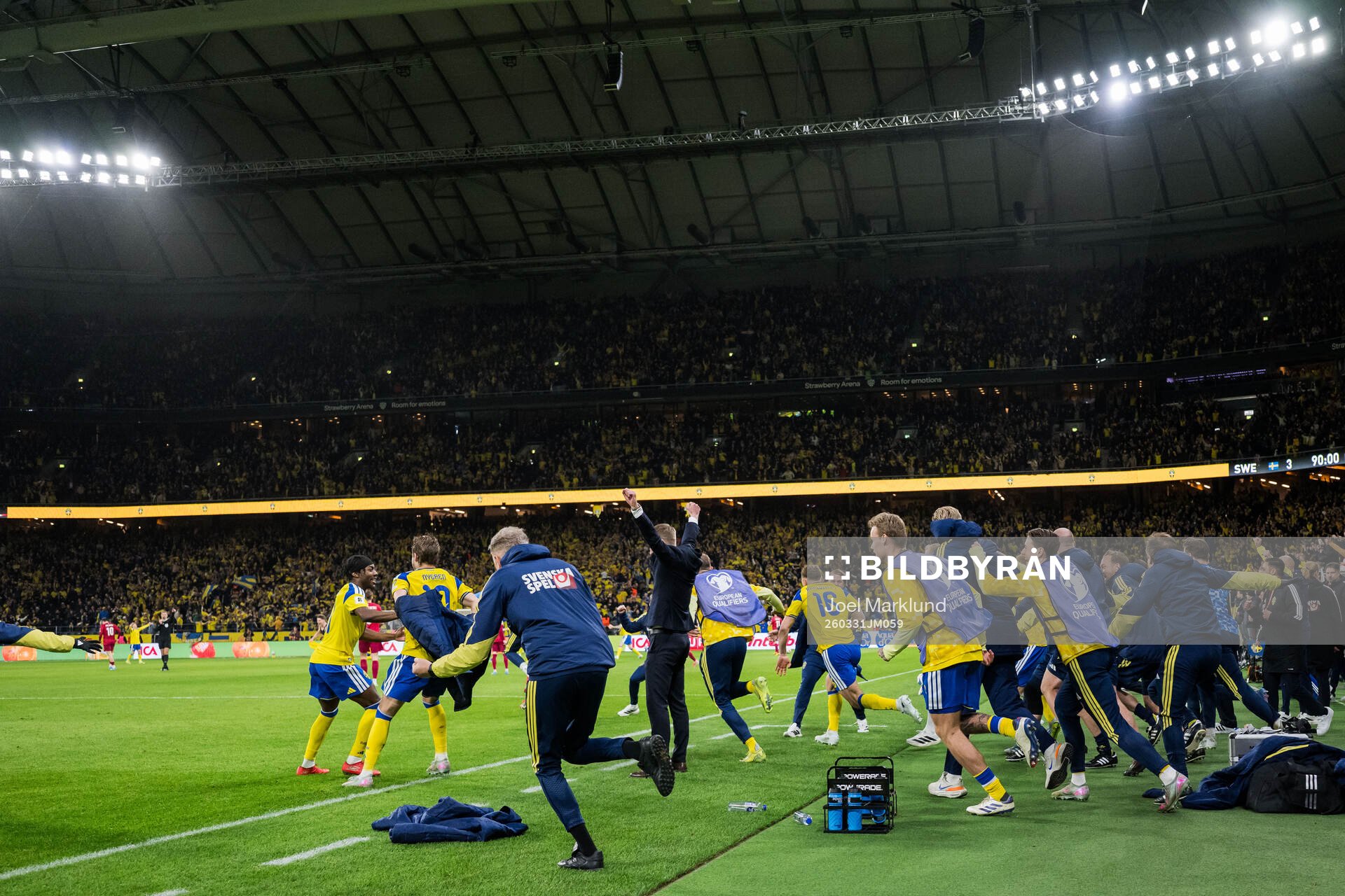 Players of Sweden celebrate