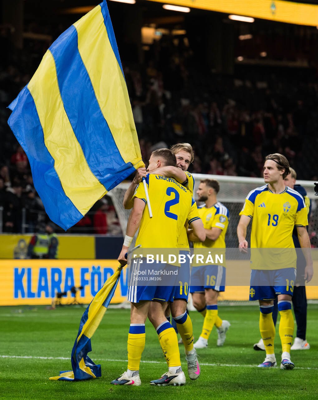 Gustaf Lagerbielke and Benjamin Nygren of Sweden celebrate