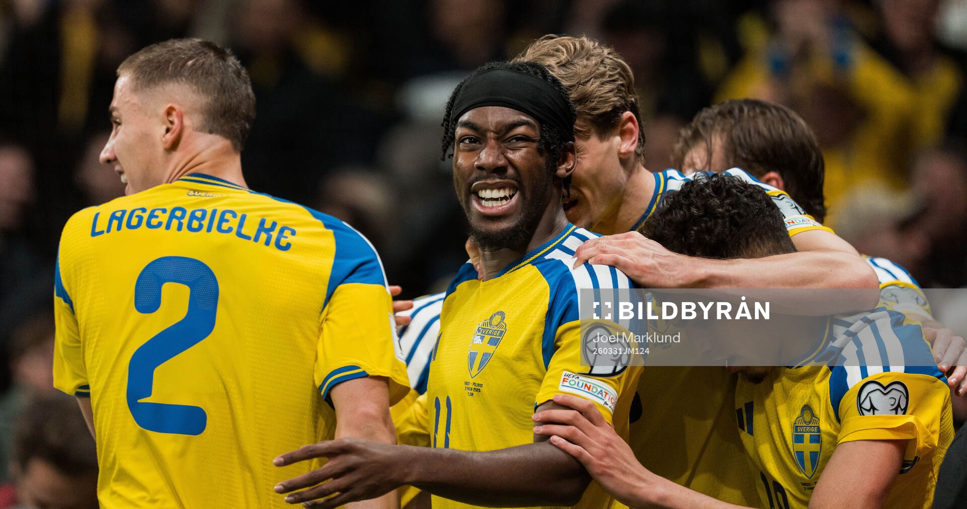 Anthony Elanga of Sweden celebrates