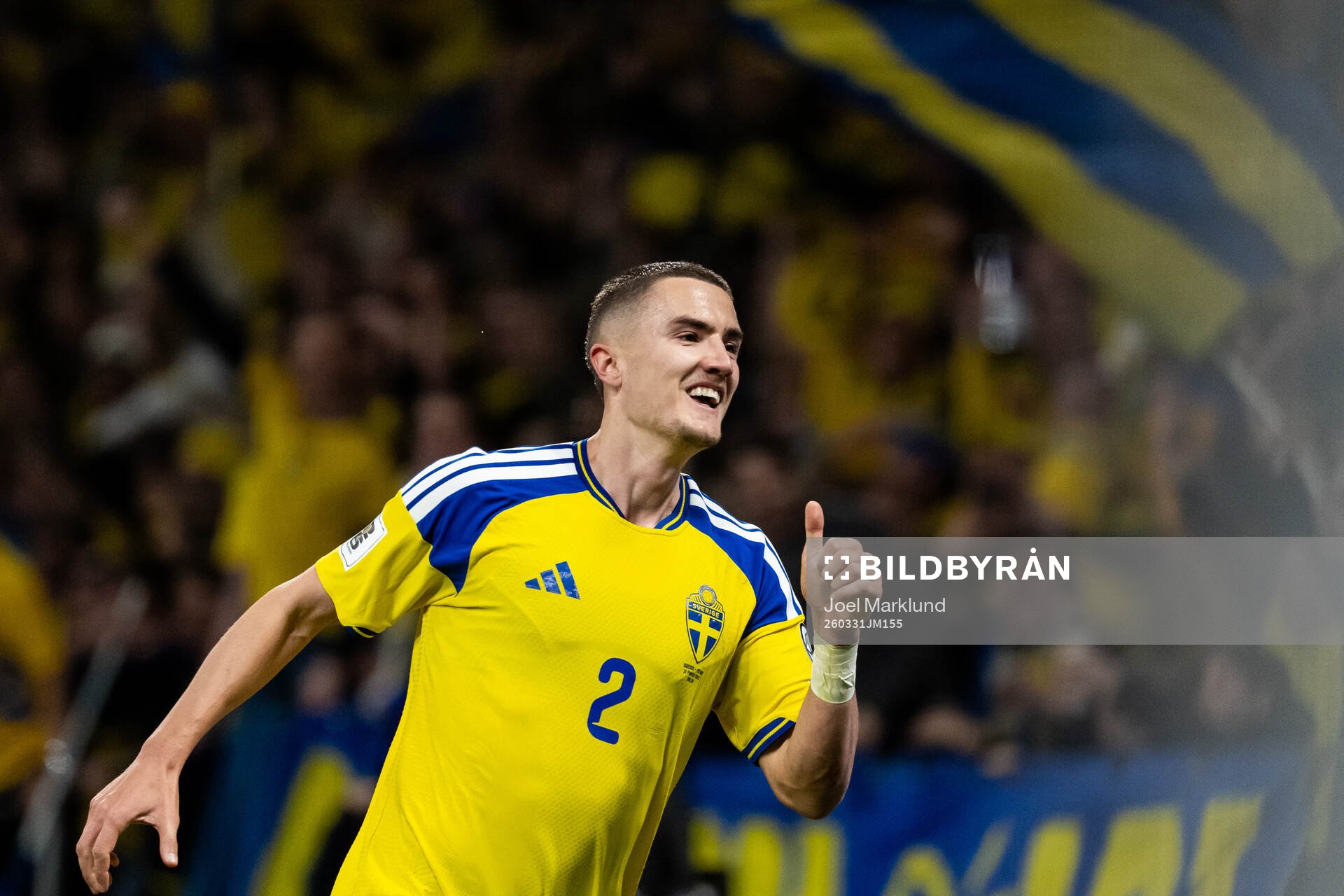 Gustaf Lagerbielke of Sweden celebrates the 2-1 goal