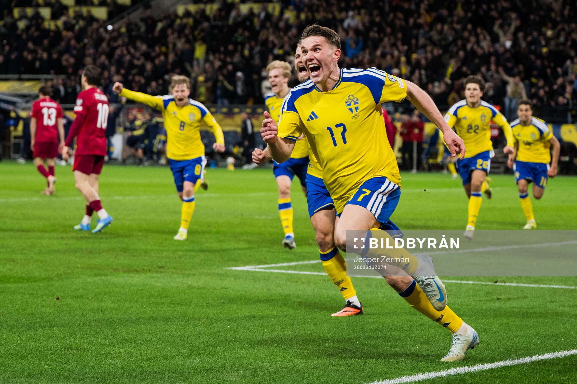 Viktor Gyökeres of Sweden celebrates