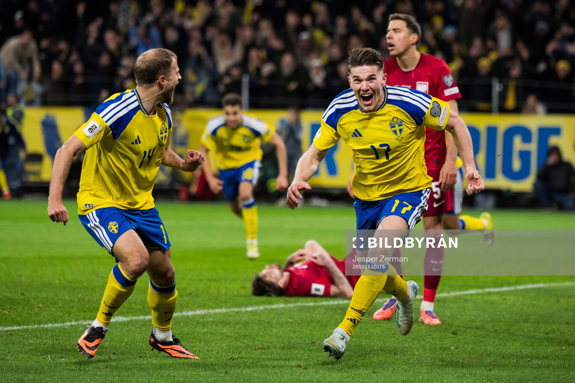 Viktor Gyökeres of Sweden celebrates