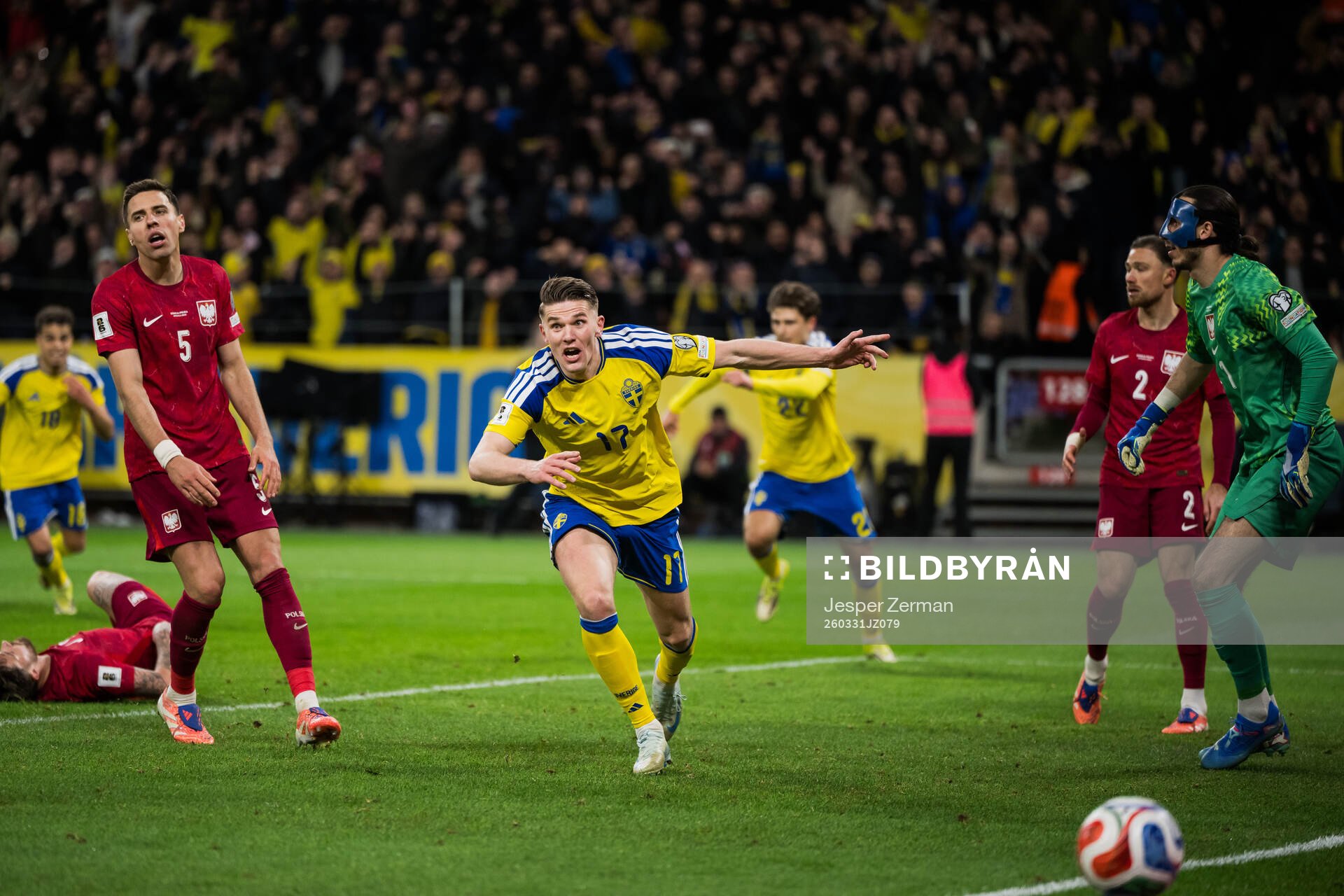 Viktor Gyökeres of Sweden celebrates