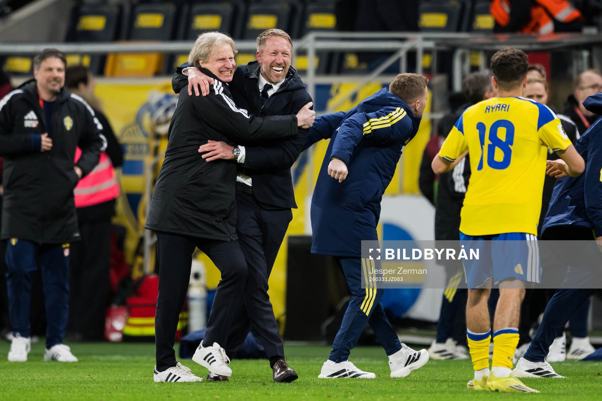 Head coach Graham Potter of Sweden celebrates