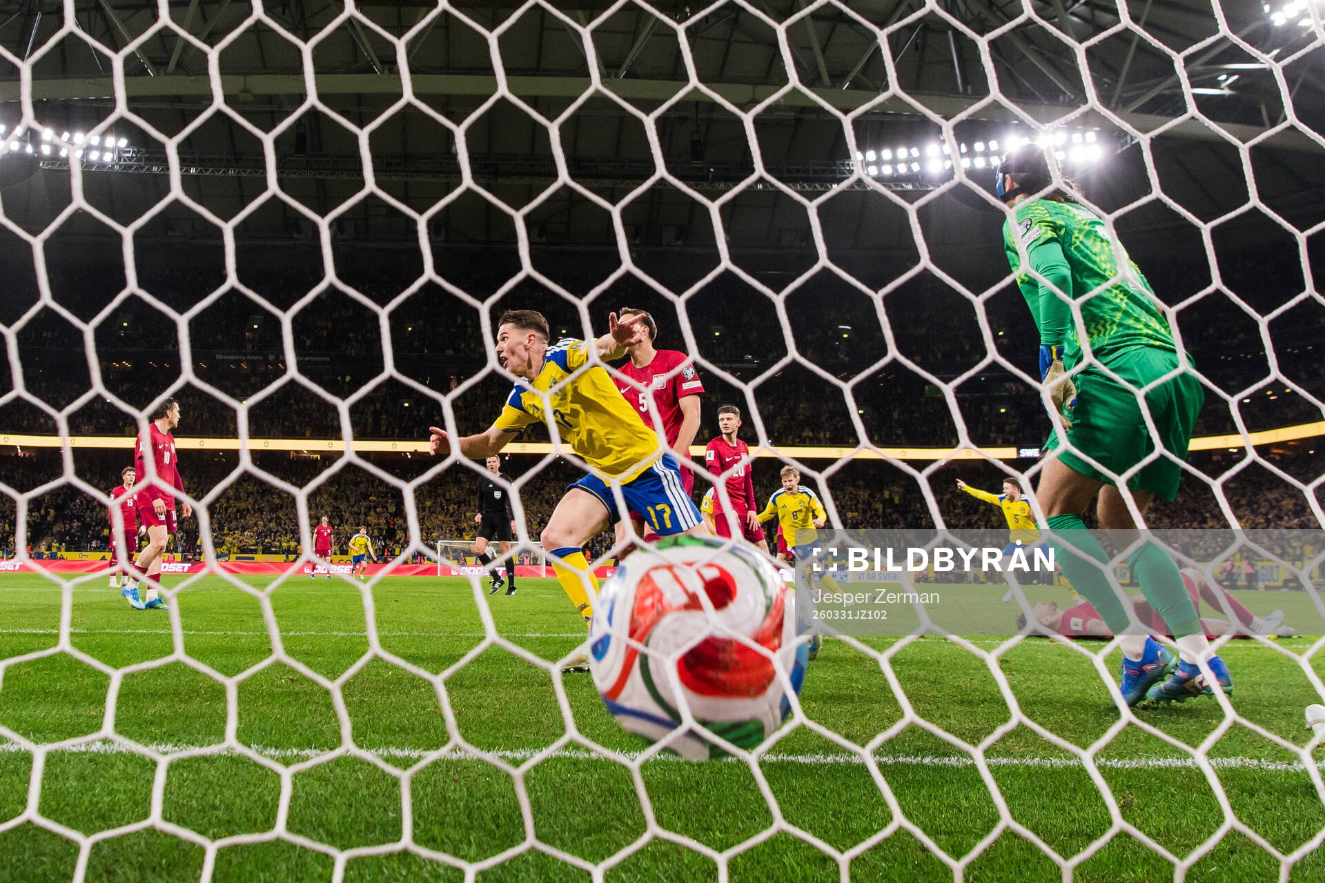 Viktor Gyökeres of Sweden celebrates