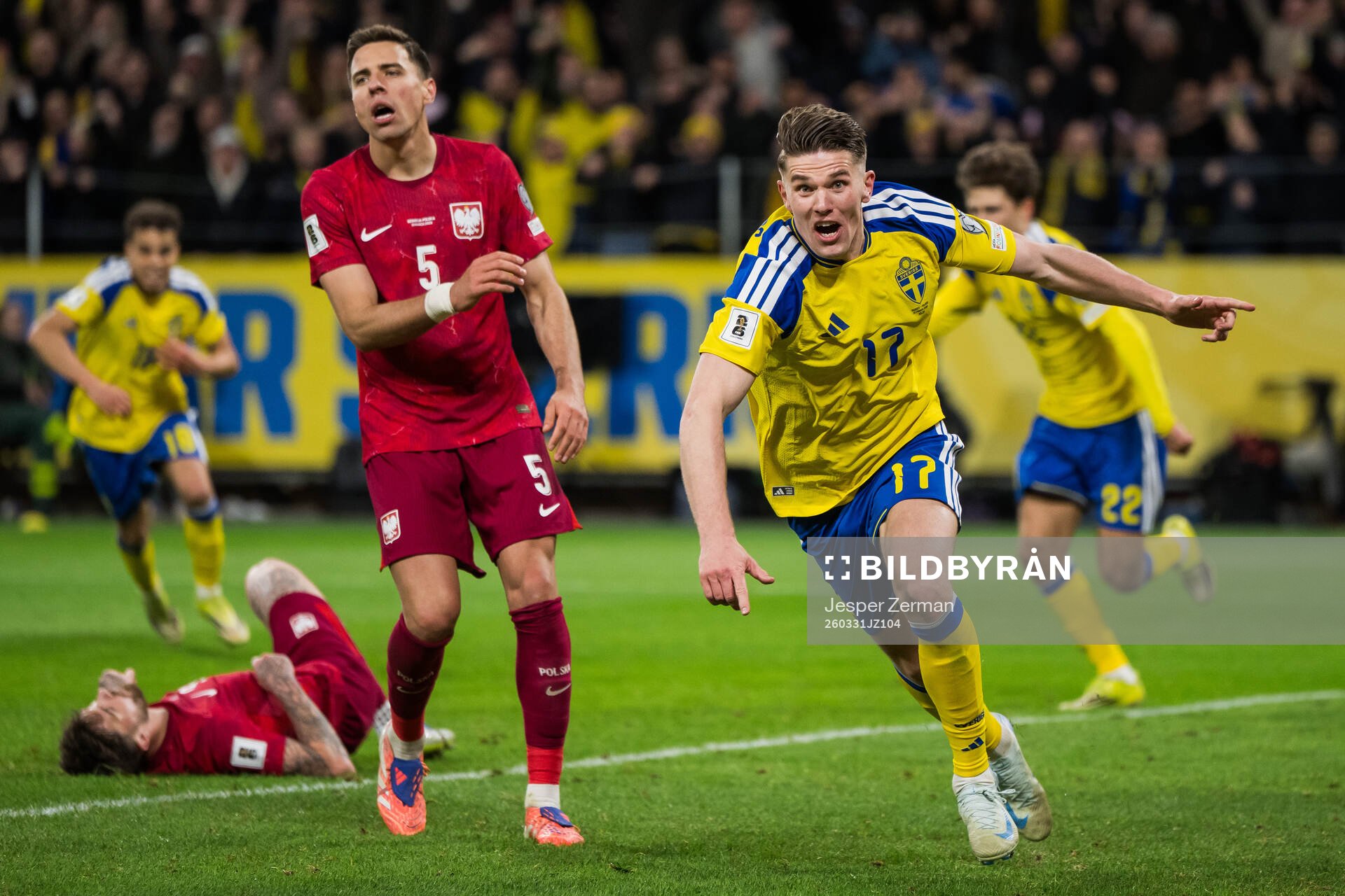 Viktor Gyökeres of Sweden celebrates