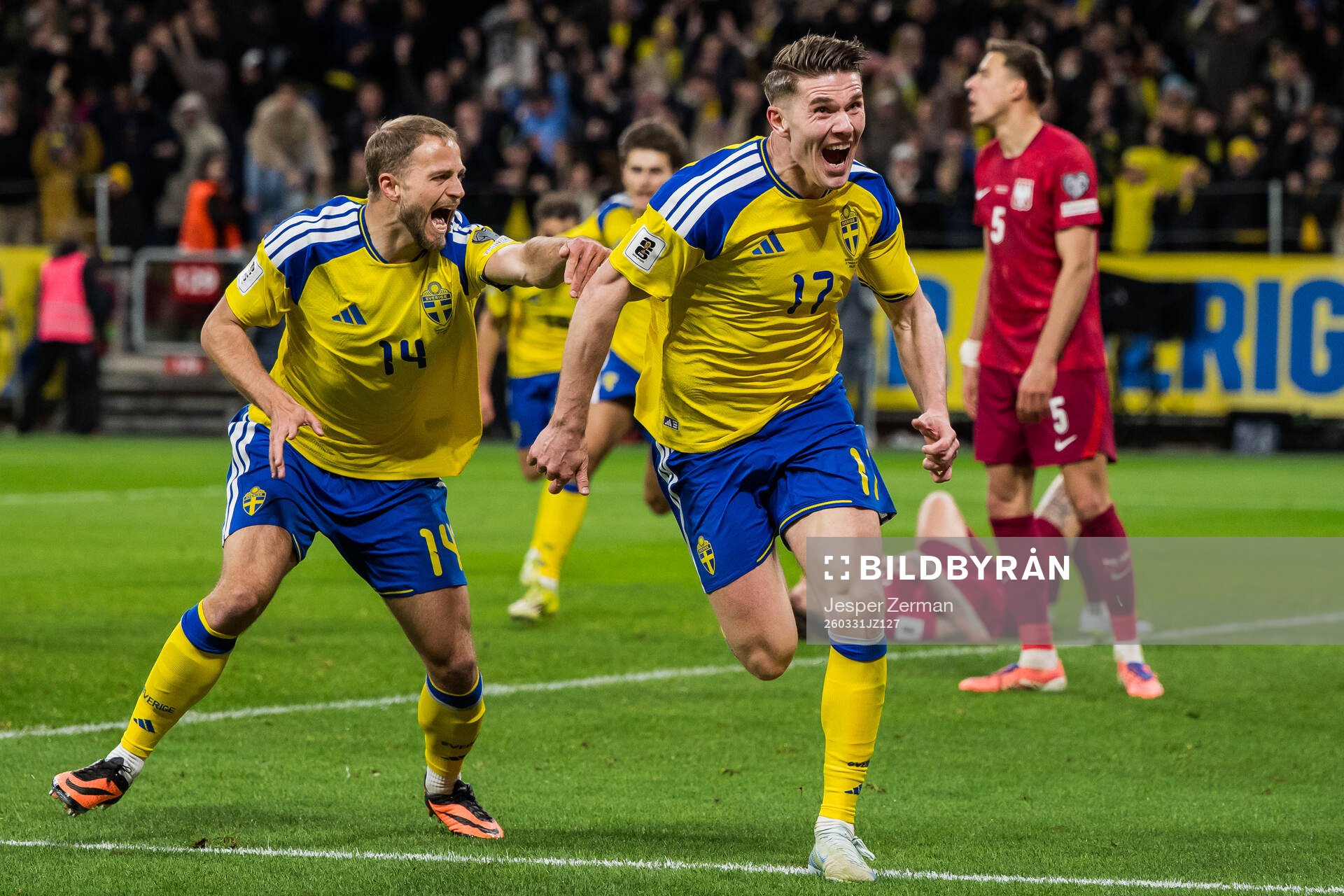 Viktor Gyökeres of Sweden celebrates