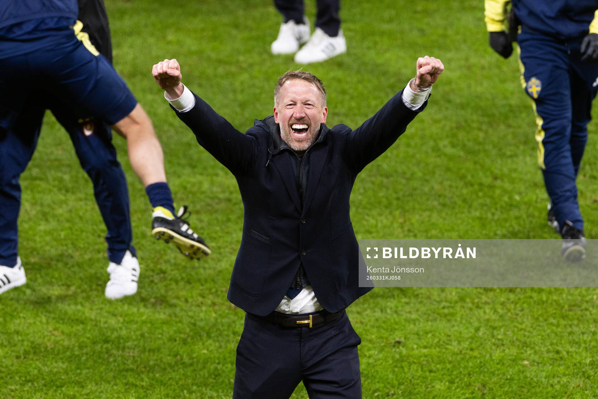 Head coach Graham Potter of Sweden celebrates