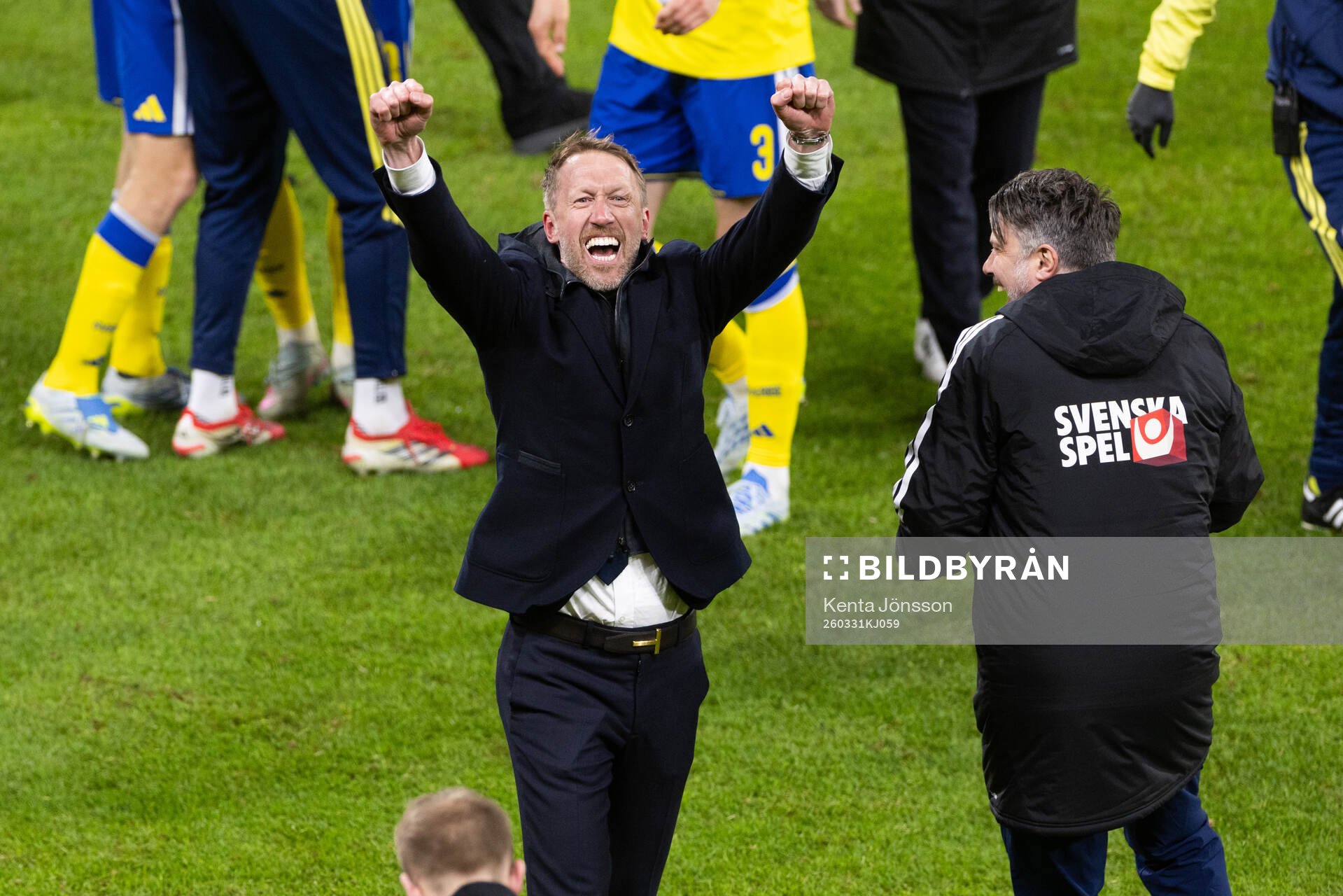 Head coach Graham Potter of Sweden celebrates